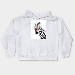 Zebra with glasses Kids Hoodie